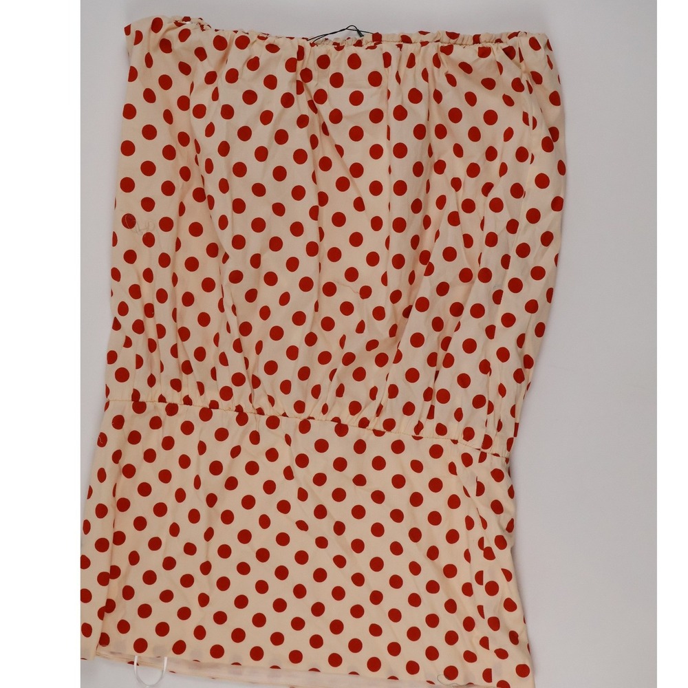 Zara Polka Dot Strapless Blouson Tube Top Cream Red Medium NWT